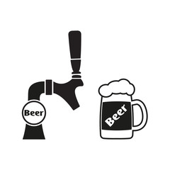 Beer tap icon and beer mug icon. Vector illustration.