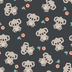 Naklejka premium Koala floral seamless pattern