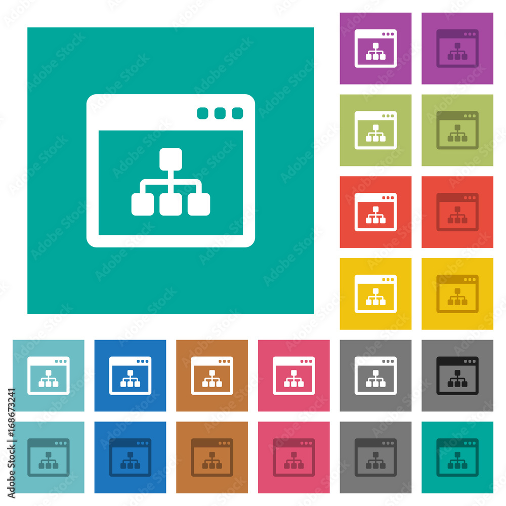 Aufkleber networking application square flat multi colored icons