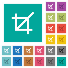 Crop tool square flat multi colored icons