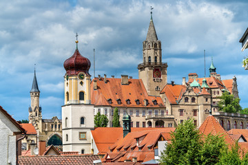 Obraz premium View of St. Johann Church and the Castle in Sigmaringen - Baden-Wurttemberg, Germany