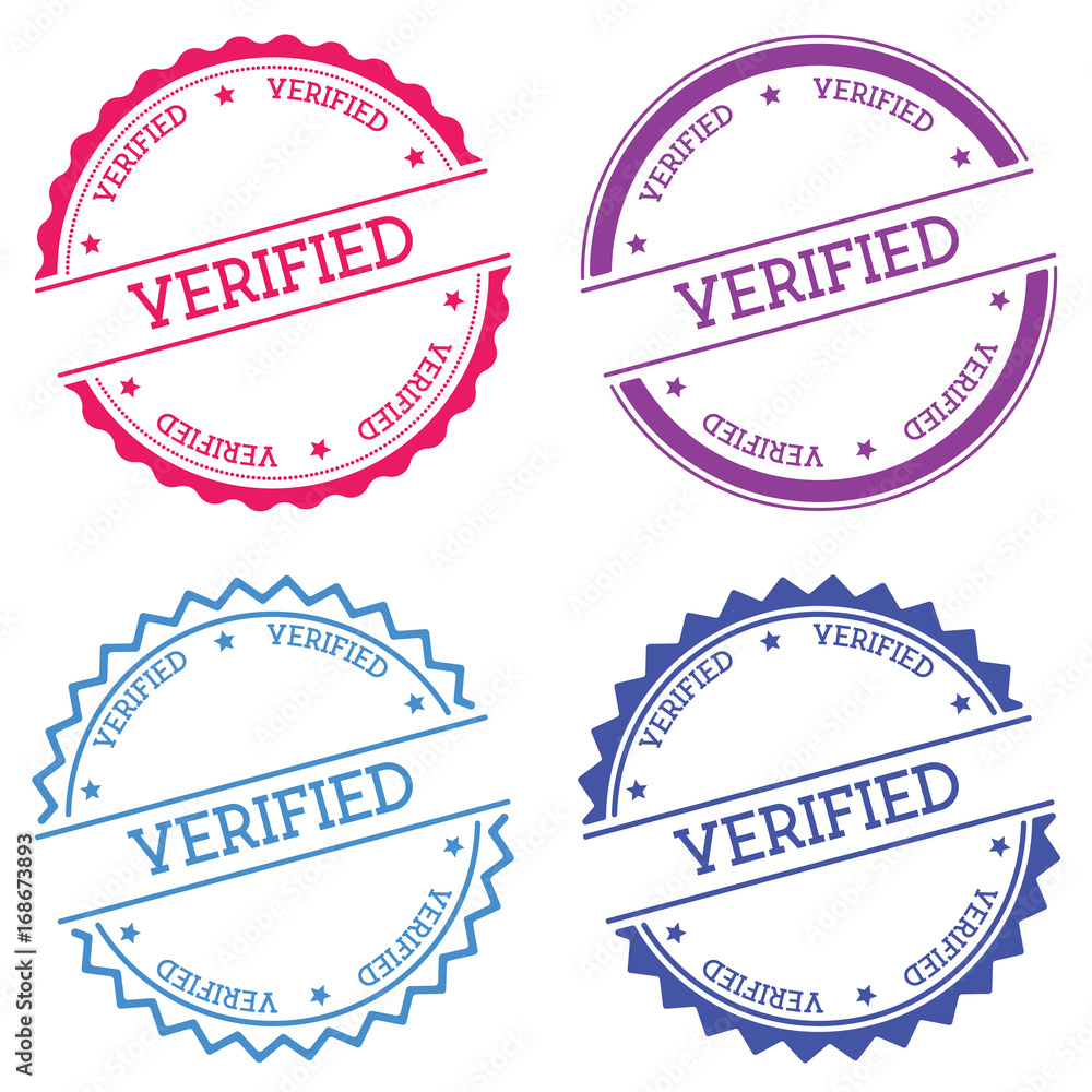 Poster verified badge isolated on white background. flat style round label with text. circular emblem vecto