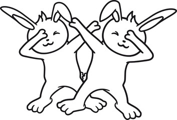 freunde 2 team party dub dab tanz dabbing move tanzen position hände arme hand kopf strecken zeigen figur bewegung position tanzfigur hase kaninchen lustig