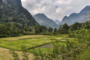 Rural landscape in Muang Ngoi, Laos