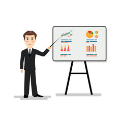 Man holds an economic seminar a vector illustration.
