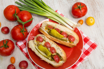 Chicago Style Hot Dogs With Tomatoes and Onions