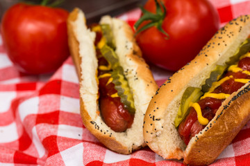 Hot Dogs With Tomato Close Up