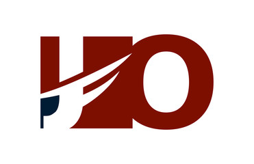 JO Red Negative Space Square Swoosh Letter Logo