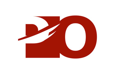 PO Red Negative Space Square Swoosh Letter Logo
