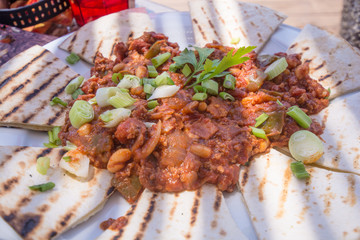 Quesadilla served on plate - food
