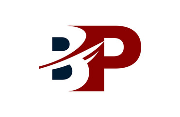BP Red Negative Space Square Swoosh Letter Logo
