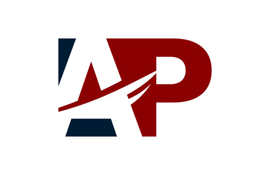 AP Red Negative Space Square Swoosh Letter Logo