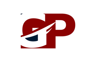 GP Red Negative Space Square Swoosh Letter Logo