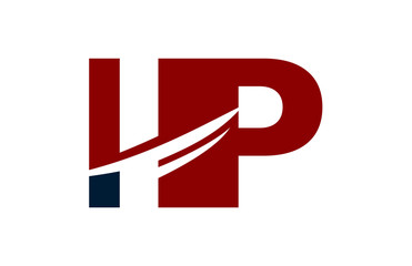 IP Red Negative Space Square Swoosh Letter Logo