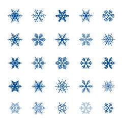 Collection of blue Snowflakes. Vector Illustration