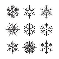 Obraz premium Collection of black Snowflakes. Vector Illustration