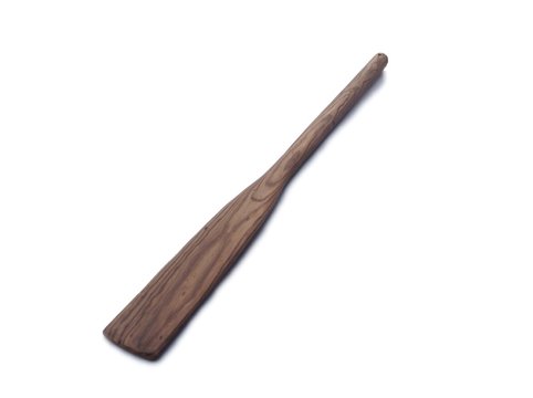 Old wooden canoe paddle isolated 