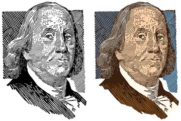 Portrait of Benjamin Franklin - obrazy, fototapety, plakaty