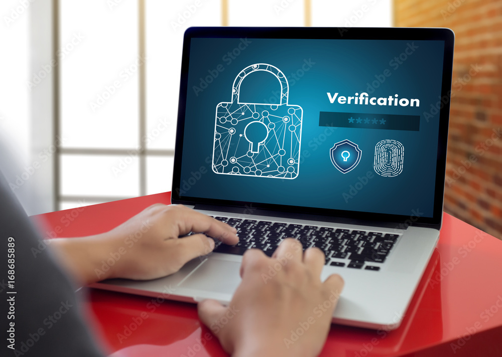 Aufkleber verification action professionals working process performance password and register