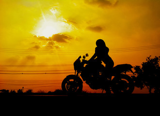 Fototapeta na wymiar start the journey, ride alone, bike girl,