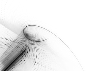 Abstract background element. Fractal graphics series. Curves, blurs and twisted grids composition. Black and white.