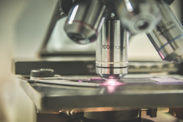 Laboratory Microscope. Scientific research background.