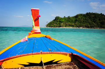 Traditional longtail boat at Phi Phi Leh Island,Phuket,Thailand.