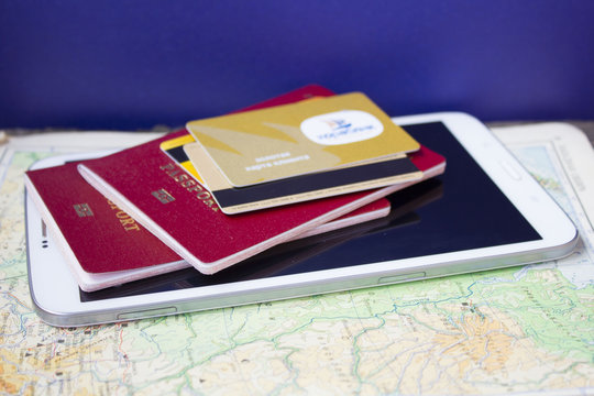 passport cards are on the tablet