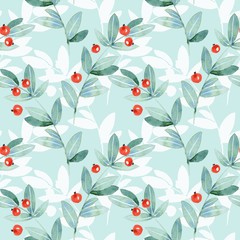 Floral seamless pattern. Watercolor leaves