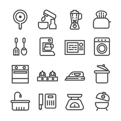 household appliances icons kitchen tool thin line icon set vector