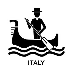 Man in gondola with Italy lettering simple icon © RedlineVector