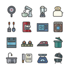 household appliances icons kitchen tool thin line icon set vector