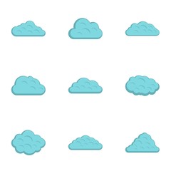 Storm cloud icon set, flat style