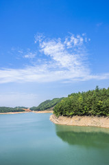 The beautiful reservoir scenery in summer 