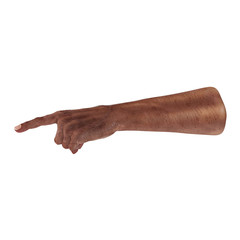 Old african hand Finger Point Pose on a white. 3D illustration