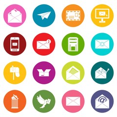 Email icons many colors set