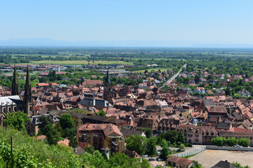 Fototapeta premium Obernai in Frankreich. Blick von oben 