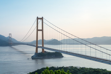 zhoushan xihoumen bridge at dusk