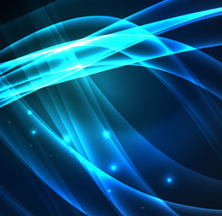 Obraz premium Energy lines, glowing waves in the dark, vector abstract background
