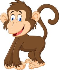 Cartoon smiling monkey isolated on white background