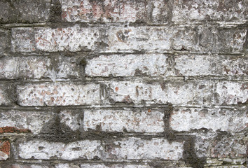 Rough stone background old cement wall with cracks and uneven holes
