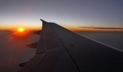 Fototapeta na wymiar View from window of airplane