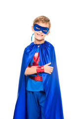 superhero boy with blue cape
