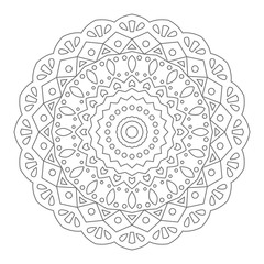 Mandala. Wonderful Round Element For Coloring Book. Black Lines on White Background. 