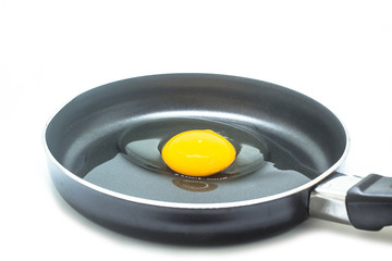 Egg yolk in pan. isolate background.