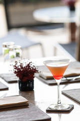 A glass of watermelon cocktail welcome drink