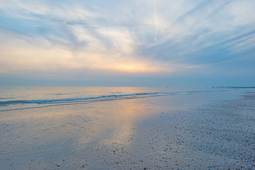 Reflection of sunlight on the surface of the sea at sunset