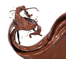 Splash chocolate 3d rendering