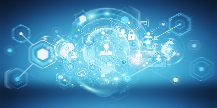 Social network interface 3D rendering