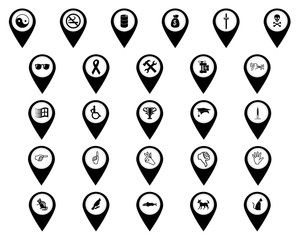 Different signs and buttons